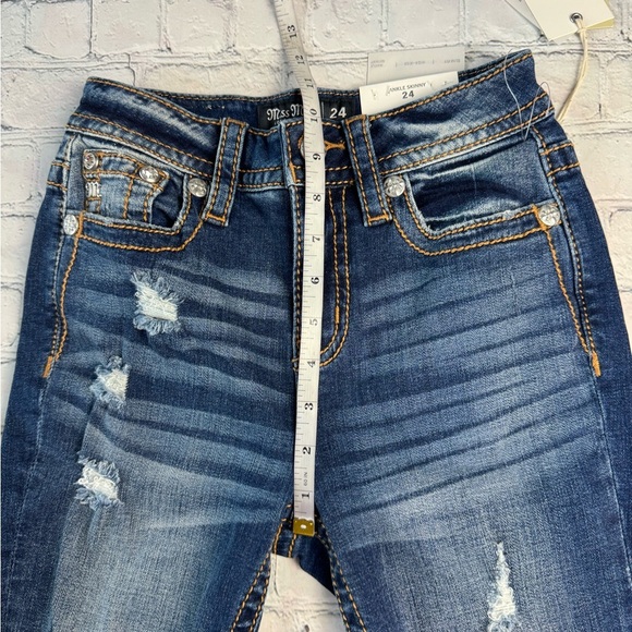 NWT Miss Me woman blue high rise ankle skinny jeans size 24x 28 - Picture 2 of 12